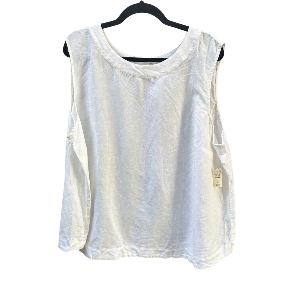 Talbots Woman White Linen Blend Sleeveless Scoop Neck Shell Top 3X NWT